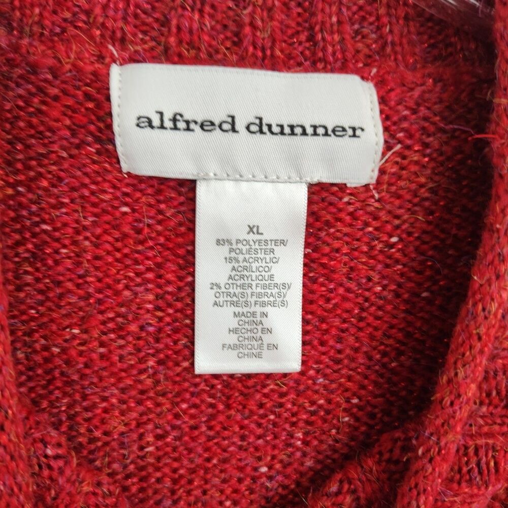 NWT Alfred Dunner Pullover Sweater Women's XL Red Cable Knit Mock Neck Long Slvs - Picture 9 of 10
